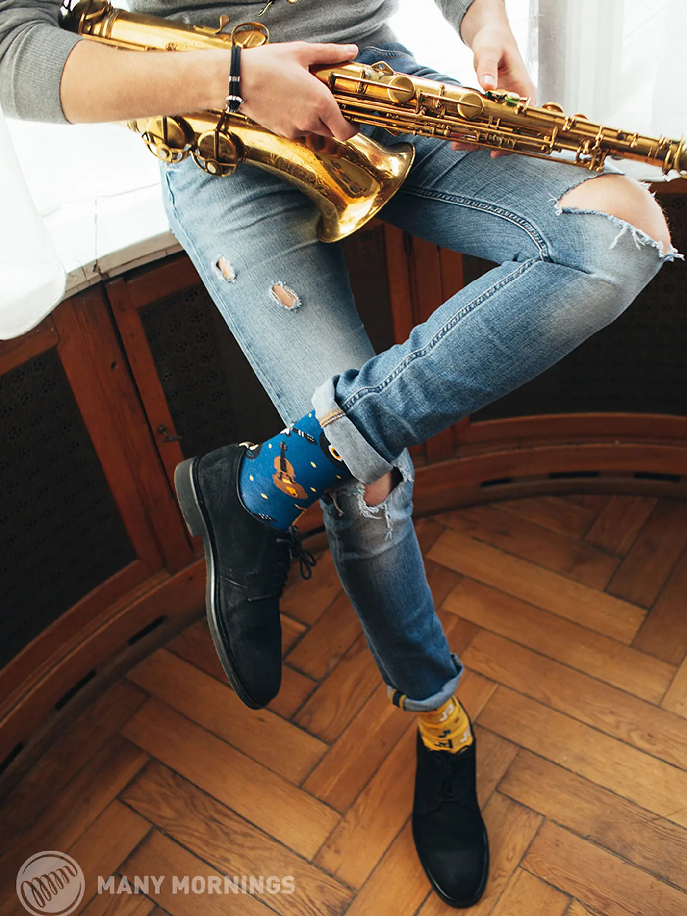 MANY MORNINGS | Damen Socken MUSIC NOTES gelb | 